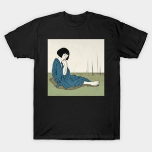 Lonely brunette asian woman T-Shirt